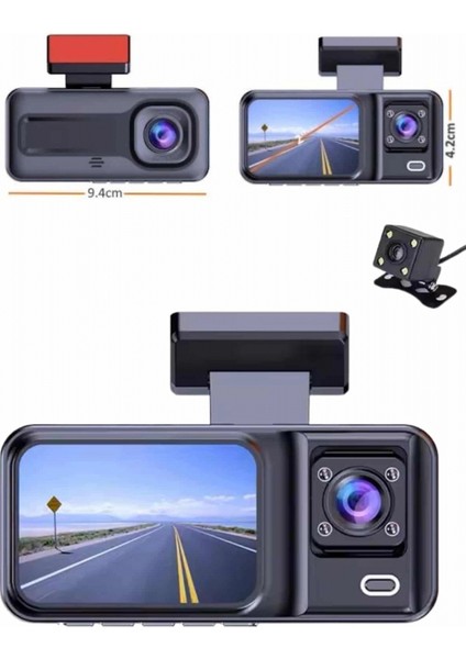 Ekranlı Sürüş Kaydedici Dvr Ön ve Arka Kameralı Full Hd Çözünürlüklü indirimleri