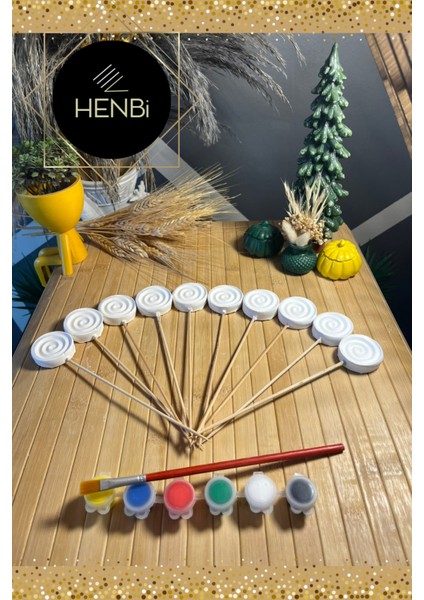 10 Adet Çiçek Taş Boyama Seti Anne ve Çocuk Etkinliği Taş Boyama Saksı Süsleme Çiçek Süsleme