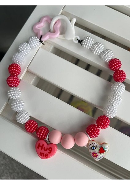 Kırmızı Pembe Boncuklu Sevimli Köpek Kolyesi/tasması fiyatları