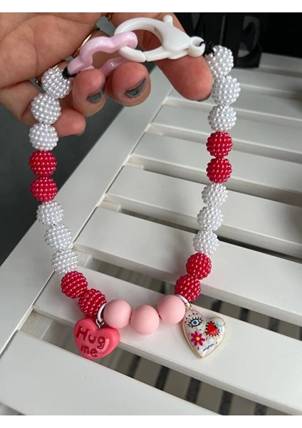 Kırmızı Pembe Boncuklu Sevimli Köpek Kolyesi/tasması modelleri