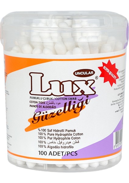 Lux Pamuklu Çubuk 100'LÜ 2 Adet