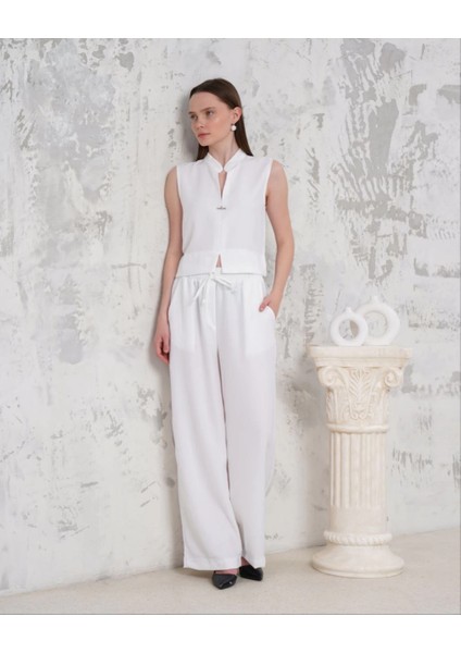 Mtxdpn Broşlu Yelek Pantolon Takım Beyaz S255821 (Beden: S) indirimleri