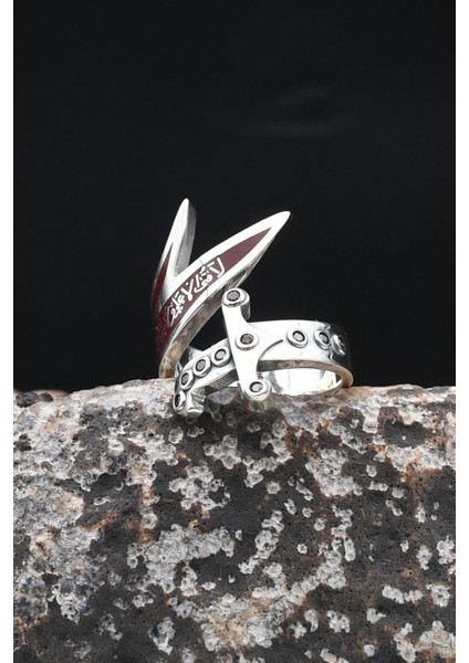 Hz. Ali Zülfikar Kılıcı Mineli Ayarlanabilir (Free Size) 925 Ayar Gümüş Erkek Yüzük 902366 fiyatları