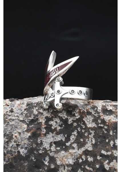 Hz. Ali Zülfikar Kılıcı Mineli Ayarlanabilir (Free Size) 925 Ayar Gümüş Erkek Yüzük 902366 modelleri