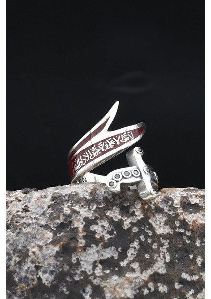 Hz. Ali Zülfikar Kılıcı Mineli Ayarlanabilir (Free Size) 925 Ayar Gümüş Erkek Yüzük 902366 fırsatları