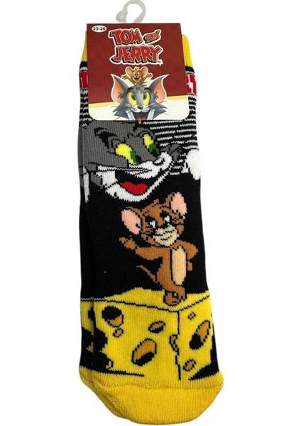 3'lü Tom ve Jerry Figürlü Tabanı Kaydırmaz Çocuk Havlu Çorap fırsatları