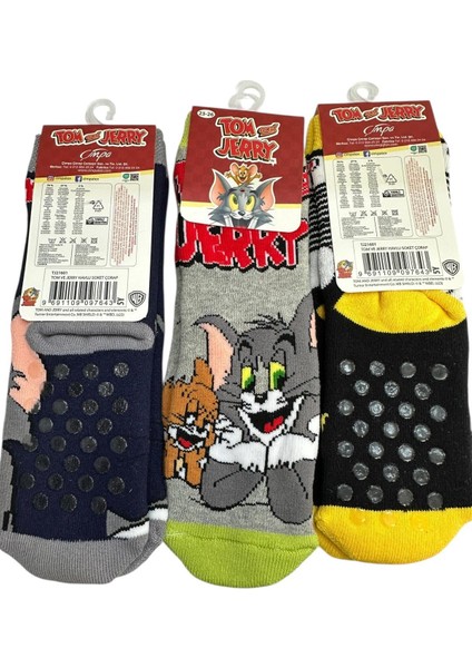 3'lü Tom ve Jerry Figürlü Tabanı Kaydırmaz Çocuk Havlu Çorap indirimleri