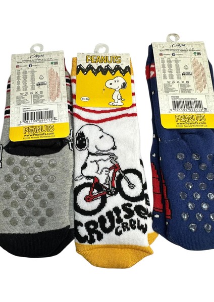 3'lü Peanuts Figürlü Tabanı Kaydırmaz Çocuk Havlu Çorap indirimleri