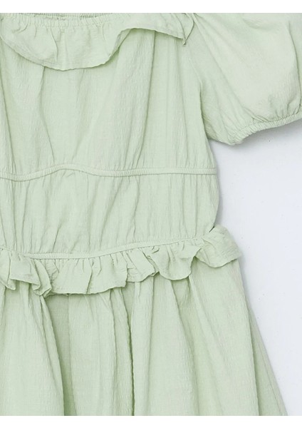 Lcw Kids Yeşil Kare Yaka Kız Çocuk Elbise modelleri