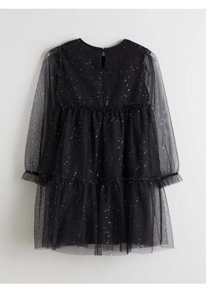 Lcw Kids Siyah Bisiklet Yaka Işıltılı Kız Çocuk Elbise fiyatları