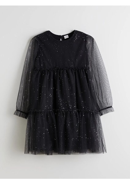Lcw Kids Siyah Bisiklet Yaka Işıltılı Kız Çocuk Elbise fırsatları