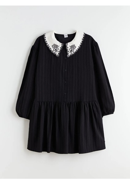 Lcw Kids Siyah Bebe Yaka Kız Çocuk Elbise modelleri