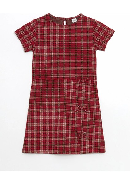 Lcw Kids Kırmızı Bisiklet Yaka Ekose Kız Çocuk Elbise