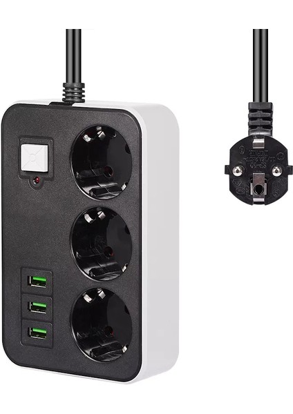3 Usb’li 3’lü 1.8 M Akım Korumalı Priz (5047) fiyatları