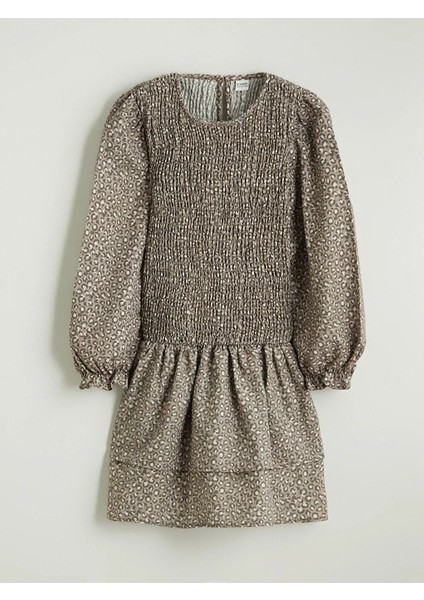 Lcw Kids Kahverengi Bisiklet Yaka Desenli Kız Çocuk Elbise fırsatları