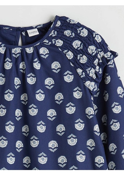 Lcw Kids Mavi Bisiklet Yaka Desenli Kız Çocuk Elbise fiyatları