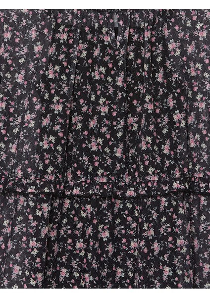 Lcw Kids Siyah Bisiklet Yaka Çiçekli Kız Çocuk Elbise fiyatları