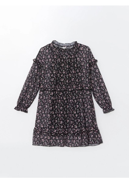 Lcw Kids Siyah Bisiklet Yaka Çiçekli Kız Çocuk Elbise fırsatları