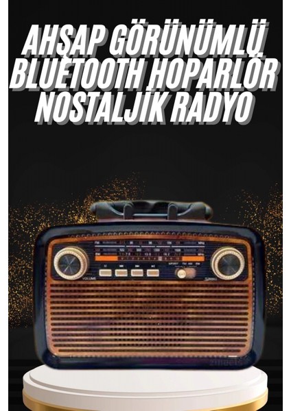 Nostaljik Görünümlü Ahşap Radyo Tf Sd USB Girişli LED Fener Işıklı