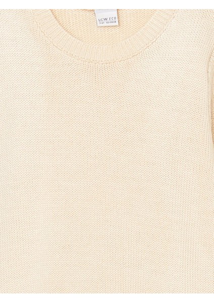 Lcw Eco Ekru Bisiklet Yaka Kız Çocuk Triko Elbise fiyatları