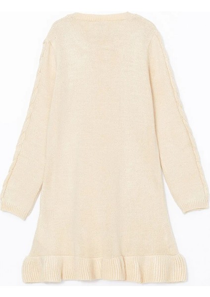 Lcw Eco Ekru Bisiklet Yaka Kız Çocuk Triko Elbise modelleri