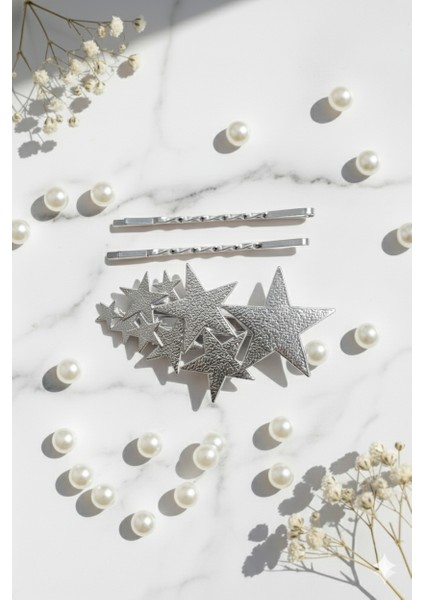 Yıldız Desneli Metal Toka ve 2 Adet Tel Toka, Toplam Üç Adet Metal Toka