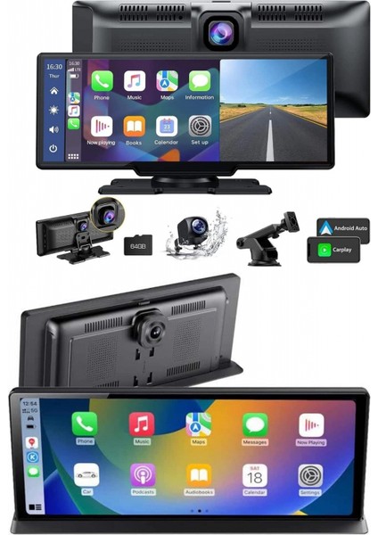 4K 10.2 Inç Çift Kameralı Araç Multimedya Ekranı Carplay Kablosuz Tüm Cihazlara Uyumlu fiyatları