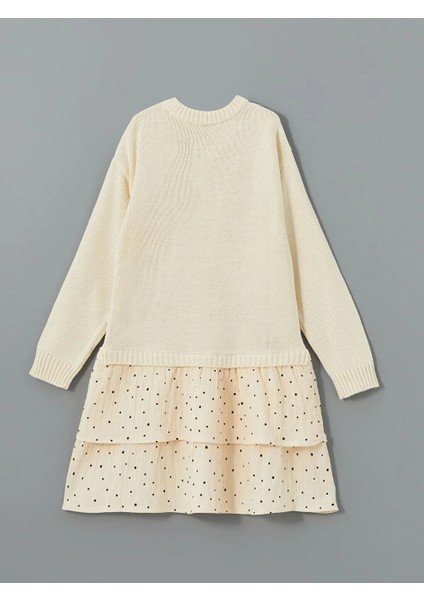 Lcw Kids Ekru Bisiklet Yaka Kız Çocuk Triko Elbise fiyatları