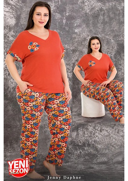 Lady Büyük Beden Viskon Kumaş Kısa Kollu Pijama Takımı indirimleri