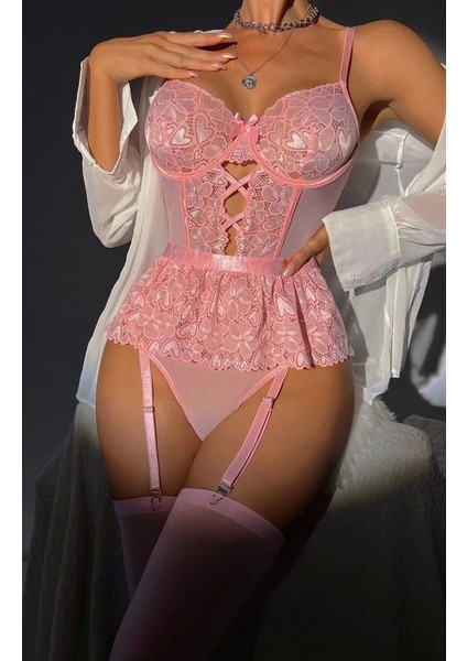 For Dreams 8412 Dantel Büstiyer ve Jartiyer Takım modelleri