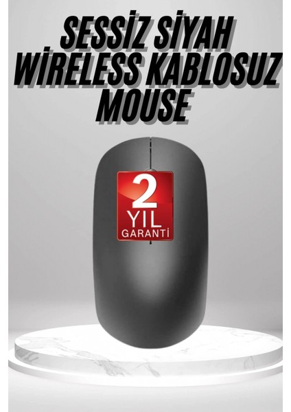 Siyah Kablosuz Mouse Wireless Mouse Minimal Tasarım