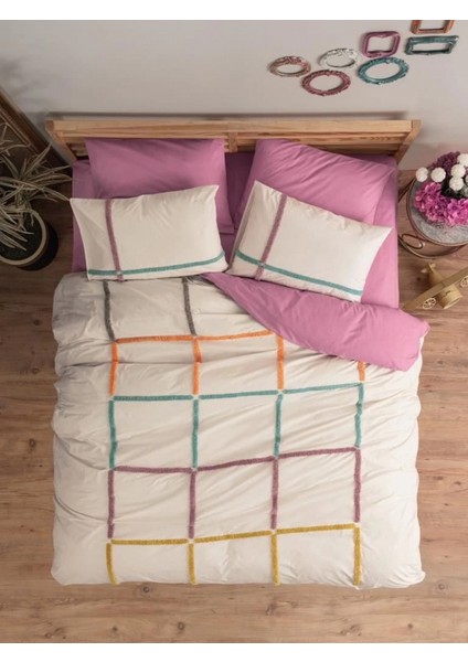Cotton Box Puff Nakışlı Ranforce Çift Kişilik Nevresim Takımı Insula Gülkurusu fiyatları