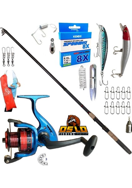 3000 270CM 10-40GR Remixon Sapphire Rapala Maket Balık Tele Spin Olta Takımı Seti