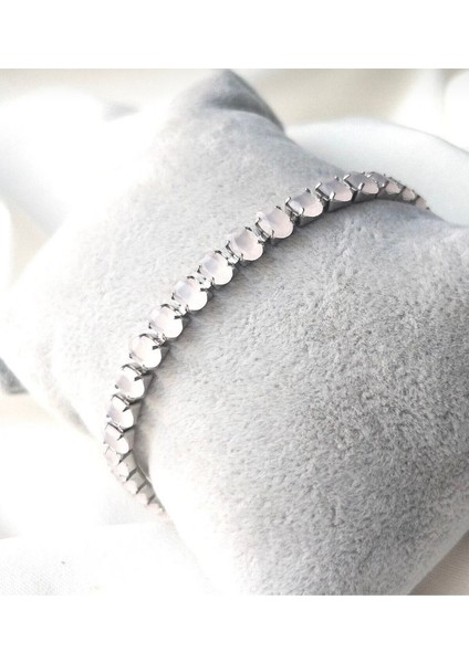 Su Yolu Kadın Bileklik Pembe Taşlı Gümüş Renk