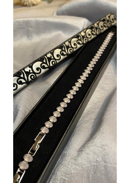 Su Yolu Kadın Bileklik Pembe Taşlı Gümüş Renk modelleri