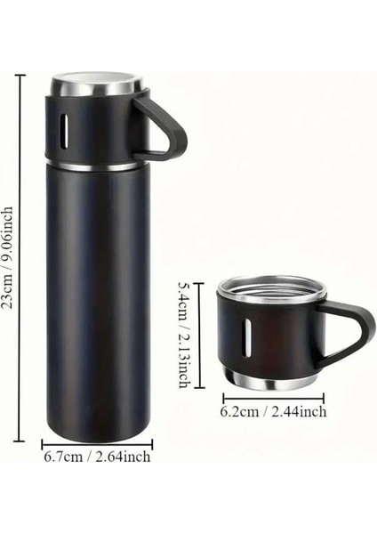 Termos Seti 3'lü Bardak Seti Isı Dayanıklı Siyah Paslanmaz Çelik Vakumlu - SBS6257-3327 fırsatları