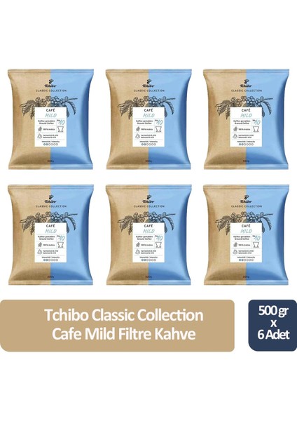Classic Cafe Mild Filtre Kahve 500 gr x 6 Adet