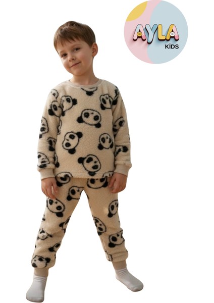 Kuzu Peluş Kumaş Yumuşacık Doku Alt Üst Takım Panda Figürlü