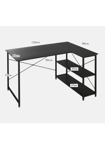 89312 120CM Çalışma Masası Bilgisayar Masası Oyuncu Masası Ders Laptop Lefkas Siyah fiyatları