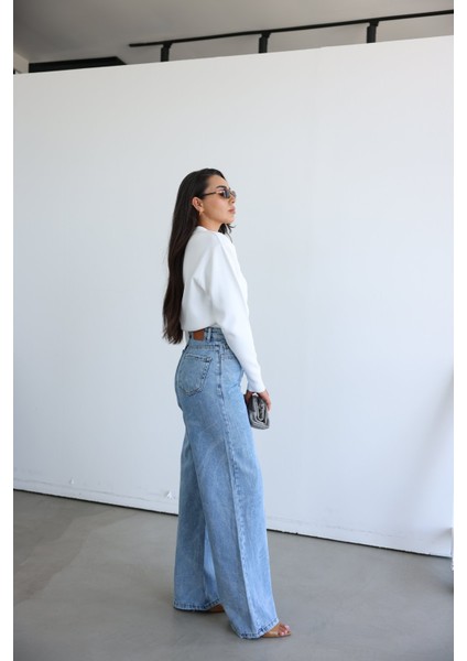 Kendinden Desenli Bol Paça Jean fiyatları