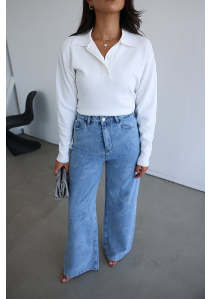 Kendinden Desenli Bol Paça Jean fırsatları