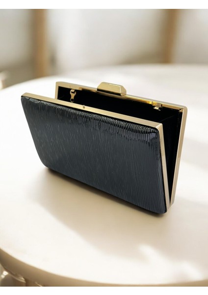 Siyah Desenli Rugan Abiye Gece Çantası Düğün Nişan Mezuniyet Çantası fırsatları