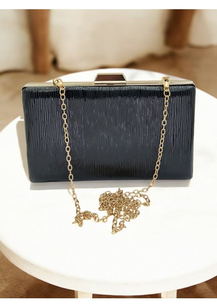 Siyah Desenli Rugan Abiye Gece Çantası Düğün Nişan Mezuniyet Çantası indirimleri