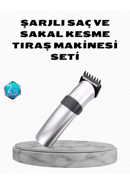 Profesyonel Şarjlı Saç ve Sakal Kesme Makinesi – Paslanmaz Çelik Bıçaklı Er - ?88?09E6-6G5