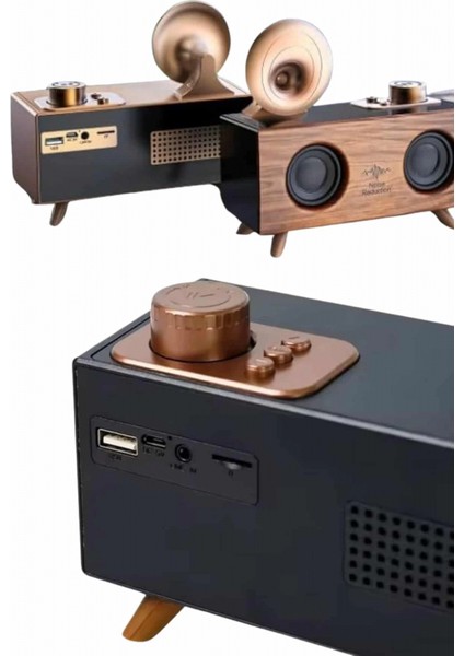 Bluetooth Nostalji Speaker Radyo Gramofon Ahşap Renk Vintage fiyatları