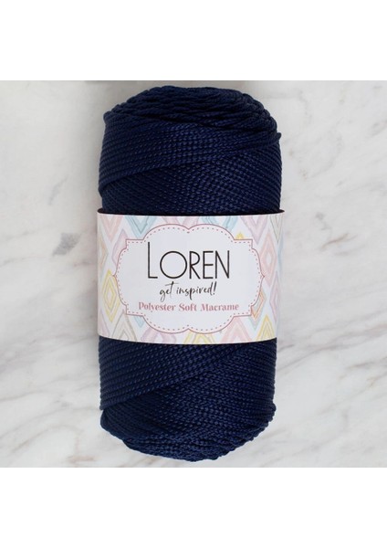 Loren Polyester Soft Macrame Koyu Lacivert El Örgü Ipi - LM030 - 34436