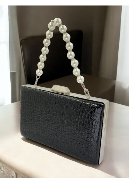 Siyah Desenli Rugan Abiye Gece Çantası Düğün Nişan Mezuniyet Çantası fiyatları