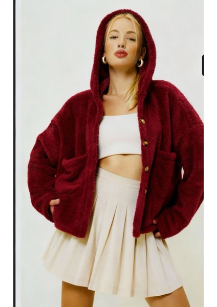 Peluş Yumoş Ceket Düğmeli Cepli