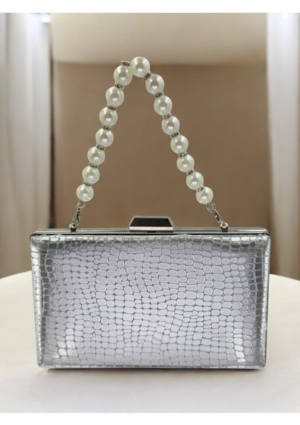 Gümüş Ithal Krokodil Timsah Lazer Sim Desenli Abiye Çanta fiyatları