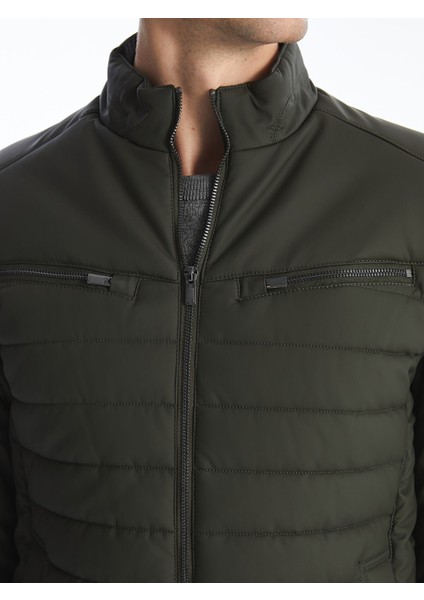 Yeni Sezon Slim Fit Dik Yaka Erkek Deri Görünümlü Mont modelleri